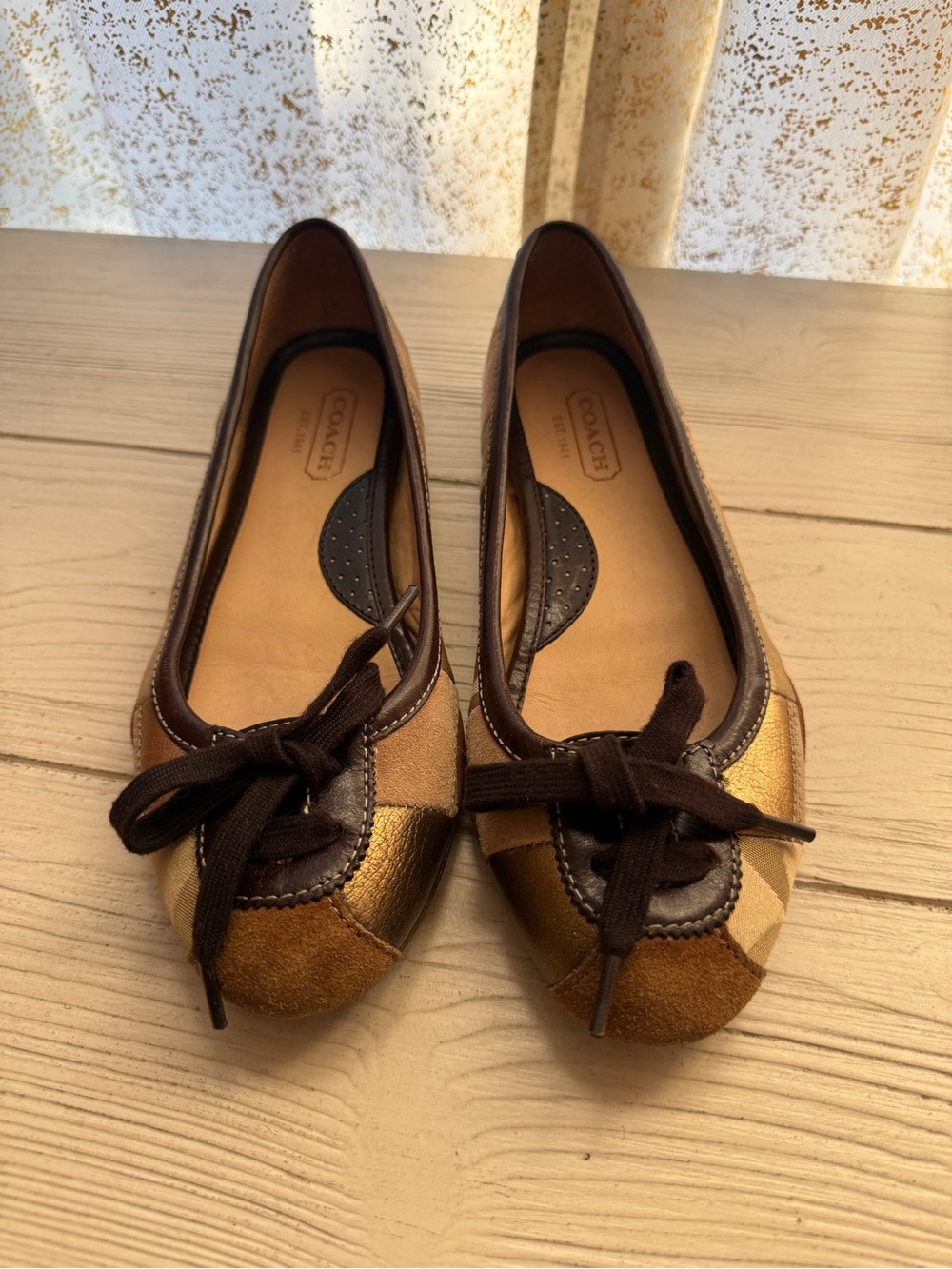 Vintage Coach Jasmine Patchwork Ballet Flats
